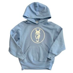 Kids Light Blue Hooded Sweatshirt with Horse Graphic Equestrian Cowboy Cowgirl